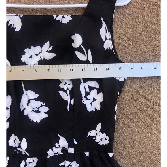 VTG Lang originals USA pinup dress 6/8 black white floral cotton fit and flare - Picture 4 of 9